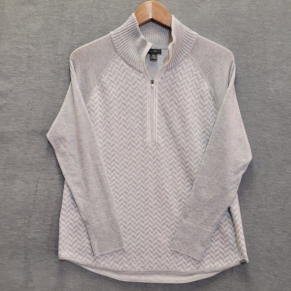 Eddie Bauer Tops - COPY - Eddie Bauer Top Women Large Sweater Quarter Zip Long Sleeve Grey